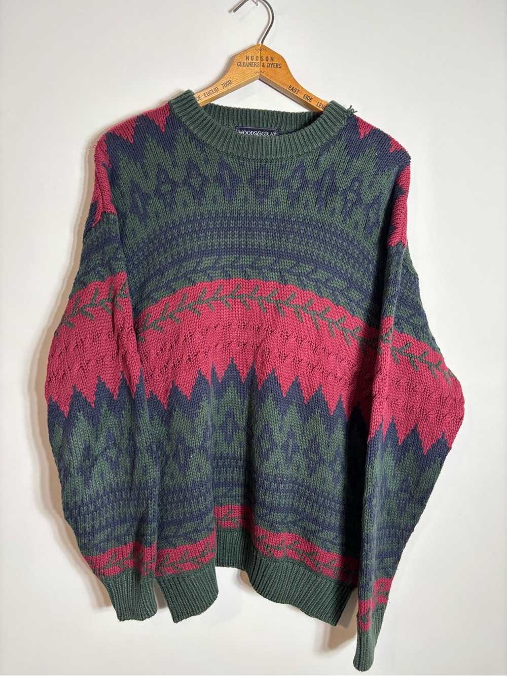 Vintage Woods & Gray Geometric Pattern Knit Sweater